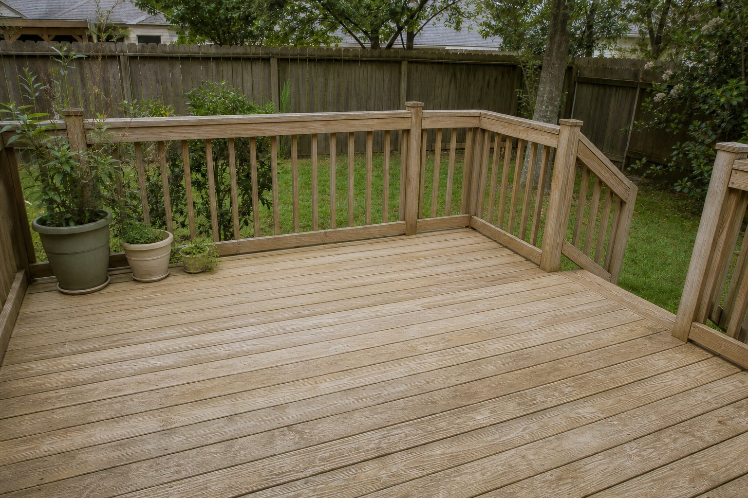 After: wood deck cleaning
