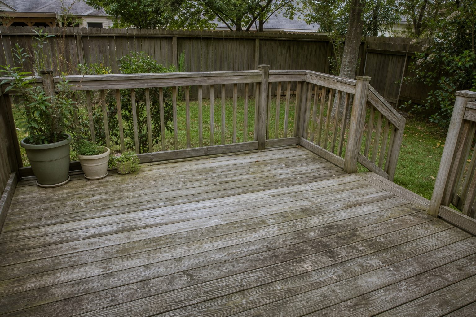 Before: wood deck cleaning